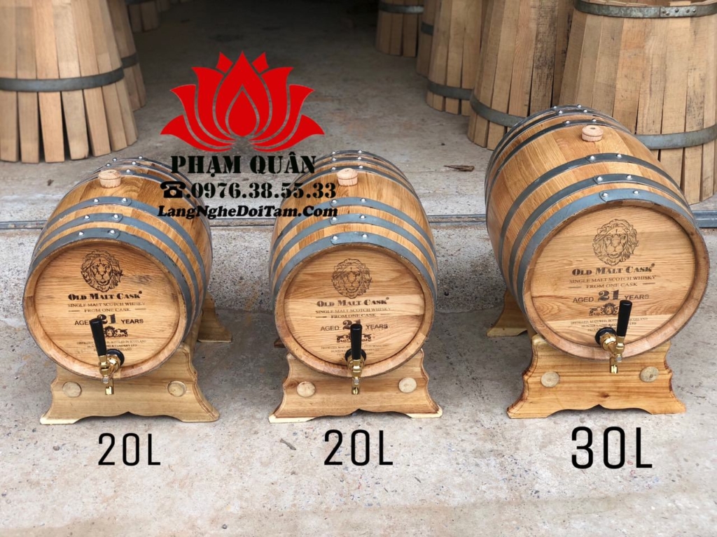 Xưởng sx Thùng ngâm rượu gỗ sồi chuẩn 100%, bh đổi mới trong 12 tháng